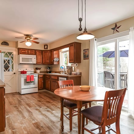 Kitchen and dining area of a Southern Maine rental home