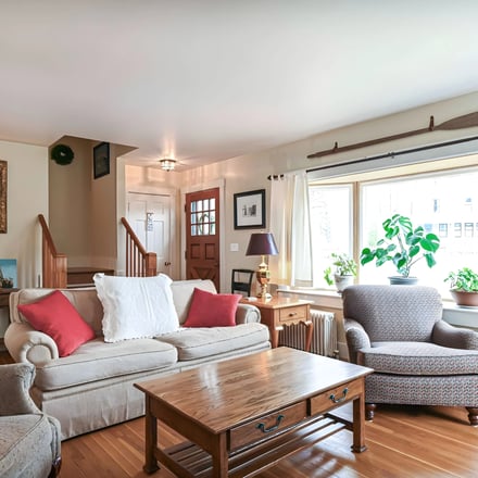 Living room interior of a Southern Maine vacation rental