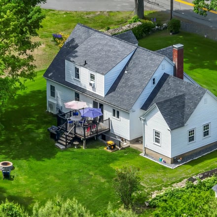 Aerial view of a Cape Neddick coastal home